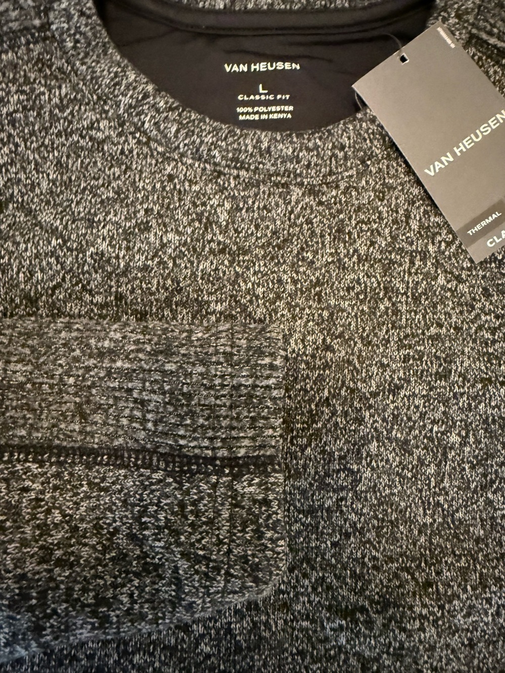 Van Heusen Men’s Thermal Crewneck Sweater – Size Large – Charcoal Heather – NWT - Picture 6 of 8